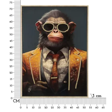 MALOWANY OBRAZ NA PŁÓTNIE Lakierowany MONKY z RAMĄ 52,5x2,8x72,5 cm